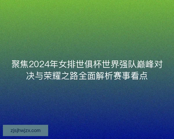 聚焦2024年女排世俱杯世界强队巅峰对决与荣耀之路全面解析赛事看点