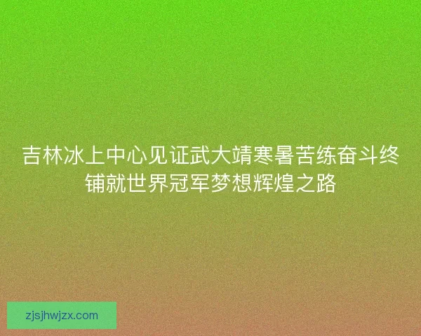 吉林冰上中心见证武大靖寒暑苦练奋斗终铺就世界冠军梦想辉煌之路