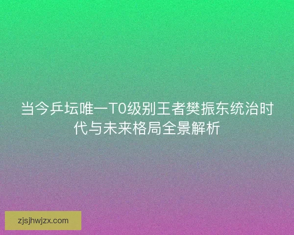 当今乒坛唯一T0级别王者樊振东统治时代与未来格局全景解析