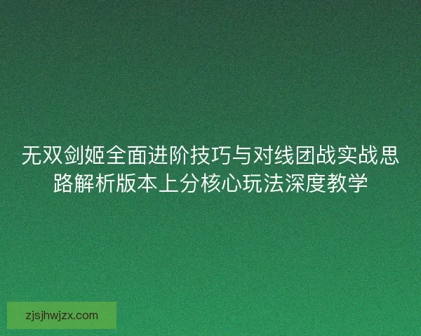 无双剑姬全面进阶技巧与对线团战实战思路解析版本上分核心玩法深度教学